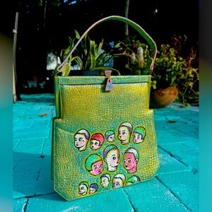 OOAK handpainted vintage MCM alligator purse